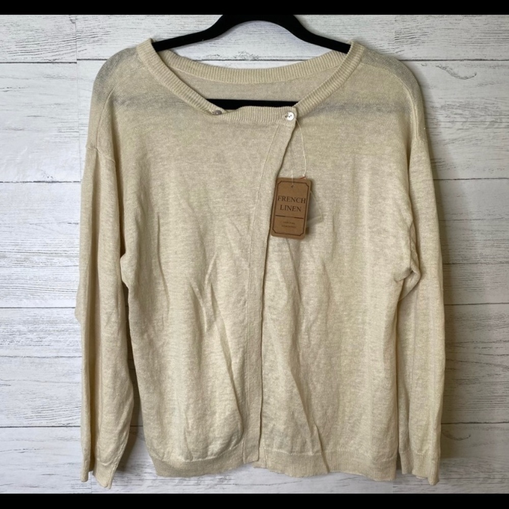 Samansa Mos2 French linen cross front sweater